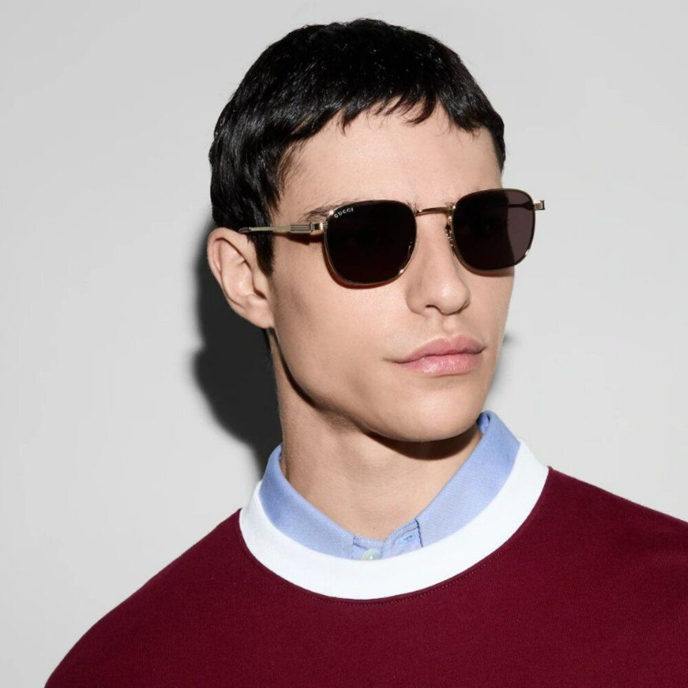 Gucci Men Sunglasses Gold Brown Square GG1876S 002 NEW AUTHENTIC - Picture 11 of 11